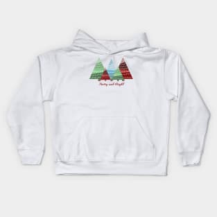 Merry and Bright Modern Festive Christmas Trees Kids Hoodie